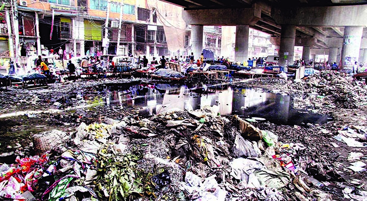 Authorities seem turned a blind eye: Garbage being dumped beneath the city\'s Jurain-Postagola Bridge creating the breeding ground of mosquito when a worst ever dengue outbreak hit the capital. This photo was taken on Saturday.