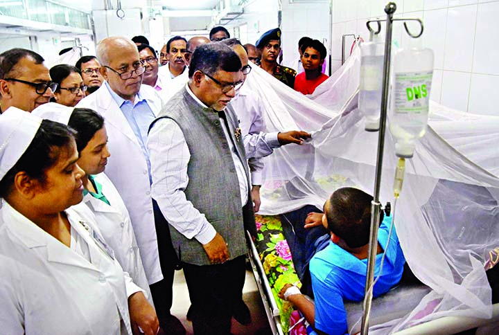 Health Minister Zahid Maleque visited dengue patients at Dhaka Medical College Hospital on Saturday.
