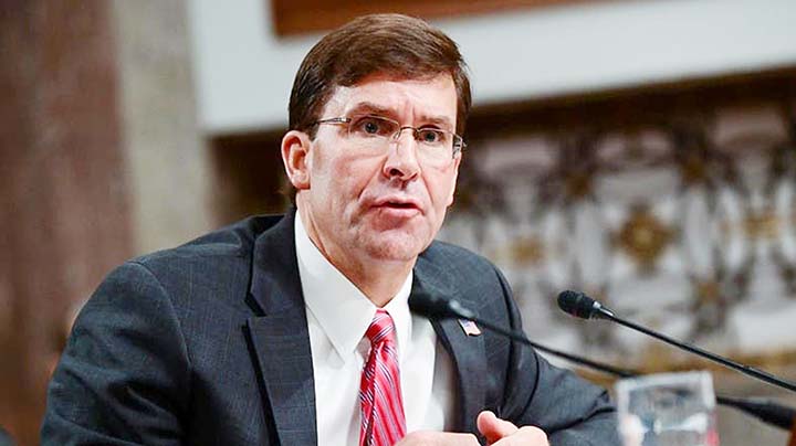 Mark Esper said on Tuesday that any Turkish operation into northern Syria would be "unacceptable."""