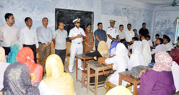 Navy officials arranged an awareness meeting on dengue prevention at Dakkhin Halisahar High School yesterday.