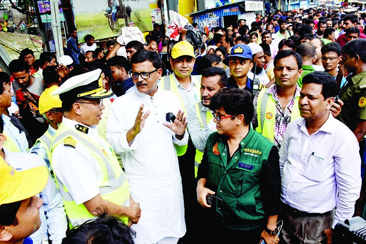 State Minister for Shipping Khalid Mahmud Chowdhury visited Sadarghat Launch Terminal in the city on Saturday to see the Eid journey of the home-bound passengers.