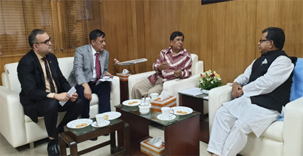 Representatives of Bangladesh International Hotel Association attending a meeting with Minister for Civil Aviation and Tourism Adv Md Mahbub Ali MP at his office recently with President H M. Hakim Ali in the chair recently. The meeting discussed red