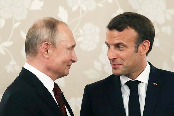 Macron Â® who hosted his Russian counterpart in grand style at the palace of Versailles in 2017, will this time meet Putin at his official holiday residence in Bregancon in southern France. AP file photo