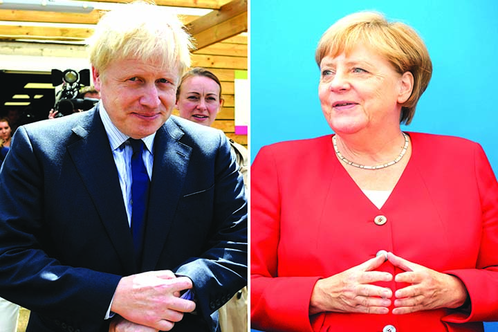 British Prime Minister Boris Johnson will seek to convince German Chancellor Angela Merkel to renegotiate elements of the UK's impending divorce from the EU.