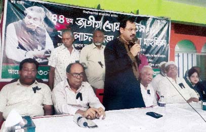 CCC Mayor A J M Nasir Uddin speaking at a discussion meeting on the occasion of the National Mourning Day organised by 30 No Ward (Madarbari Ward) as Chief Guest recently.