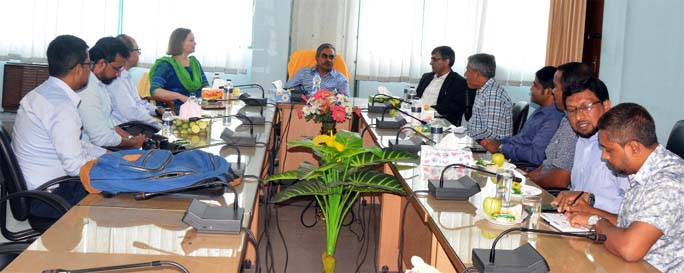 IRRI Representative for Bangladesh Dr Humnath Bhandari meets Prof Dr Lutful Hassan, Vice-Chancellor of Bangladesh Agricultural University, Mymensingh at VC office of the University on Wednesday.