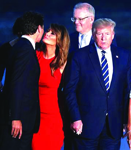 A different view of the Melania Trump-Justin Trudeau encounter.