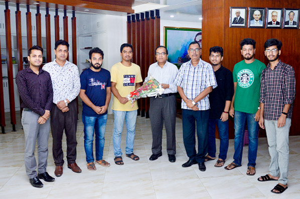 Newly-elected executive committee leaders of CUET Journalistsâ€™ Association greeting Vice -Chancellor Prof Dr Rafiqul Alam by presenting bouquet at latter's office chamber yesterday.
