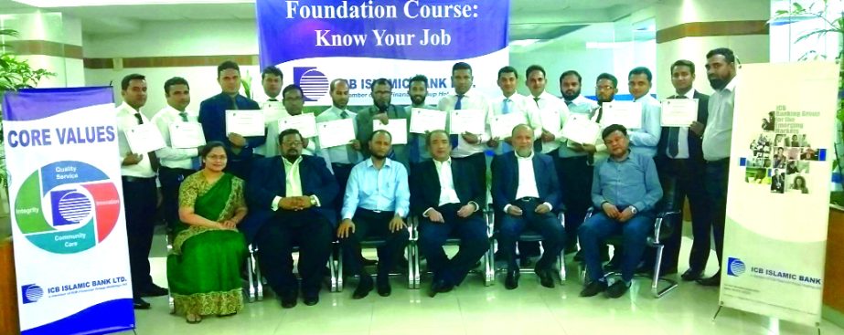 Muhammad Shafiq Bin Abdullah, Managing Director of ICB Islamic Bank Limited, poses for photograph with the participants of a training course at the bank's head office in the city on Wednesday. Sanjeev Anand, Chief Operating Officer, Habibur Rahman, Head