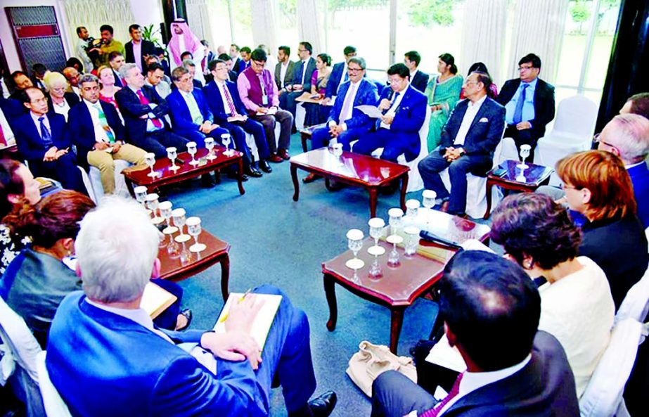 Diplomats attending a briefing- over Rohingya issue by Foreign Minister Dr AK Abdul Momen at the State Guest House Padma on Thursday.