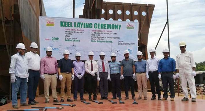 A view of Keel laying ceremony of four ocean going vessels held at Kalurghat Delta Shipyard in Port City on Thursday.