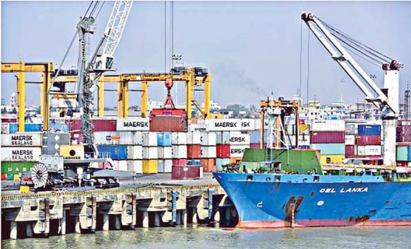 A view of container handling operations at New Mooring Container Terminal in Chattogram Port.