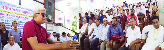 BANARIPARA (Barishal): Shahe Alam MP speaking at a freshers' reception at Chakhar Government College as Chief Guest on Sunday.