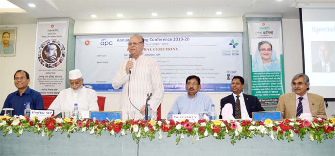 BAGERHAT: State Minister for Local Government , Rural Development and Cooperatives Shapon Bhattacharya MP speaking at the inaugural programme of the two day-long 29th Annual Planning Conference of Palli Unnoyan Academy , Bogura as Chief Guest yesterd