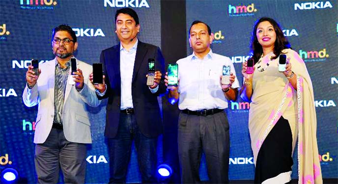 HMD Global on Wednesday launched seven new Nokia phones in Bangladesh at a ceremony held at the Hotel Westin in Dhaka. Farhan Rashid, Head of Business of HMD Global, Bangladesh, Ravi Kunwar, Head-Pan Asia, HMD Global, Raquibul Kabir, Managing Director o