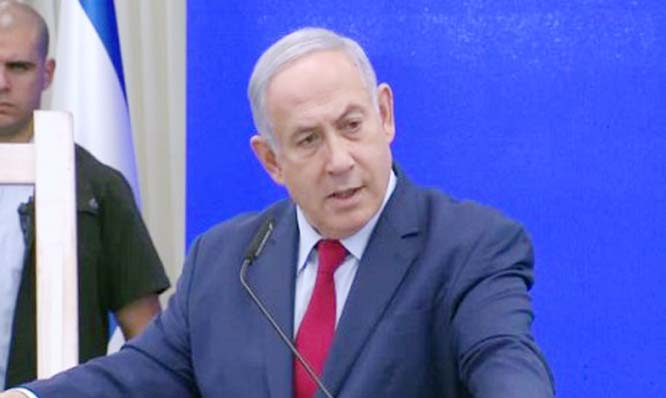 Israeli Prime Minister Benjamin Netanyahu delivers a statement in Ramat Gan.