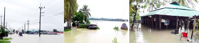 Main road, villages and dwelling houses at Teknaf were flooded due to heavy downpour yesterday.