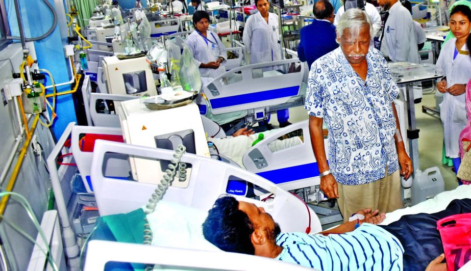 Kidney patients are undergoing dialysis sessions at the Gonoshasthya Kendra Dialysis Centre (GKDC) at Dhanmondi in Dhaka.