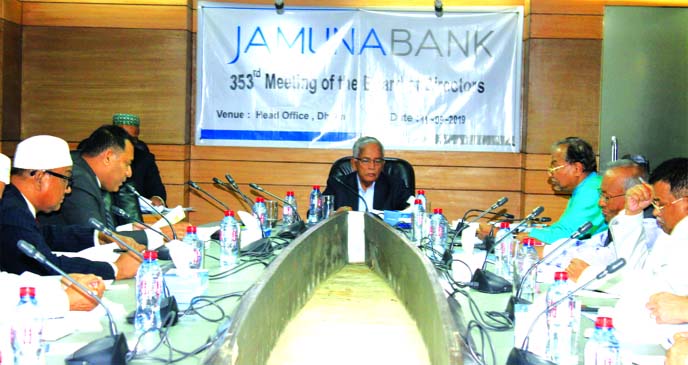 Engineer Md. Atiqur Rahman Chairman, Board of Directors of Jamuna Bank Limited, presiding over its 353rd meeting at its head office in the city recently. Nur Mohammed, Chairman of Jamuna Bank Foundation, Shafiqul Alam, CEO and directors of the bank were a