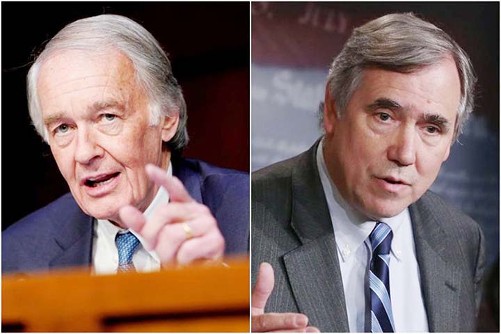 (From left) Senators Ed Markey and Jeff Merkley, members of the Senate Foreign Relations Committee, urged the administration to discontinue recent talks with Saudi Arabia about nuclear power development.
