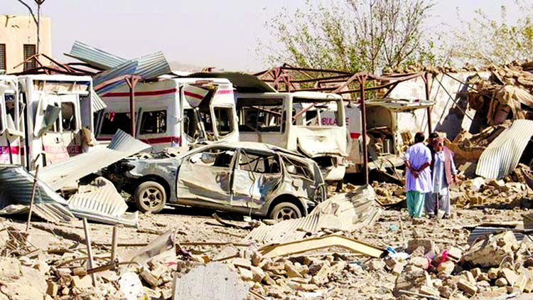 Damaged ambulances in Qalat on Thursday. Internet photo