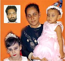 Victim mother and her two daughters, killer father (inset)