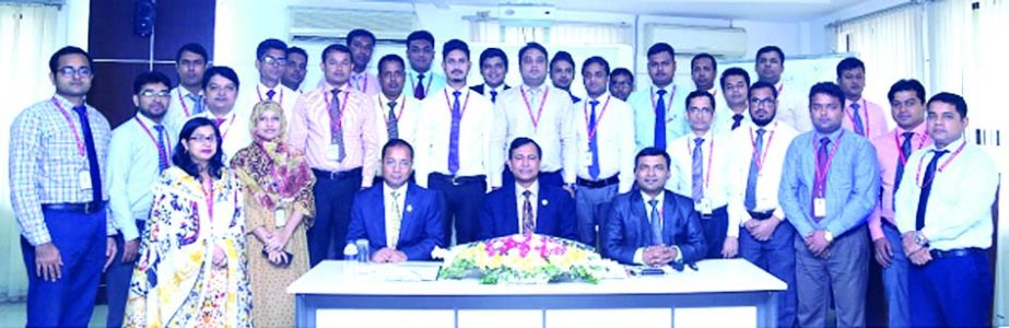Md. TariqulAzam, AMD of Standard Bank Limited, poses for photograph with the participants of a day-long training on "MCSME Portfolio Management & Reporting" for Desk Credit Officers at its Training Institute in the city recently. Md. Moshiur Rahman, EVP