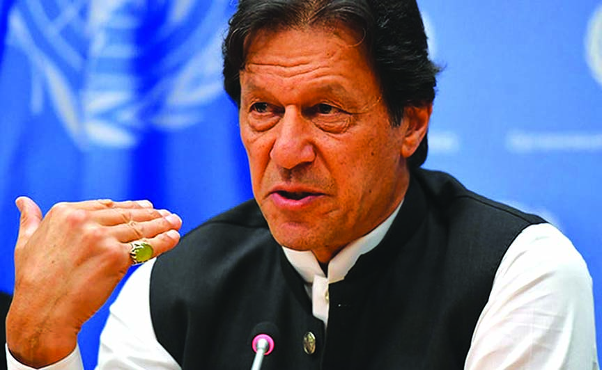 Prime Minister Imran Kahn speaks during a news conference held on the sidelines of the 74th session of the United Nations General Assembly at UN headquarters in New York City on Tuesday.