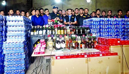 Rapid Action Battalion (RAB) seized huge amounts of alcohol, beers, cigarettes and cash in a drive at the Fu-Wang Club at Tejgaon Industrial Area of Dhaka on Thursday.