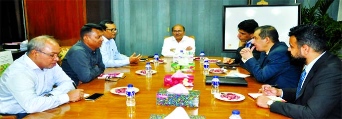 Md Haiul Quaium, BCIC Chairman, presiding over a meeting with the the Representative of Saudi Basic Industries Corporation (SABIC) for Import of Urea Fertilizer at the BCIC head office in the Dhaka on Sunday. BCIC Directors (Commercial) Md Amin Ul Ahsan,