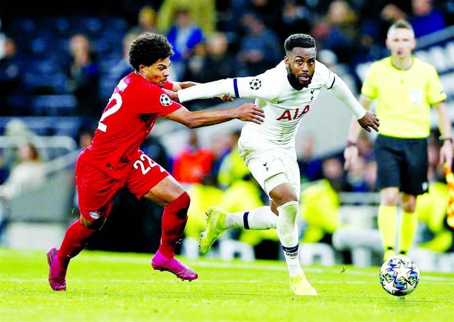 Bayern Munich's Serge Gnabry (left) vies with Tottenham Hotspurs' Danny Rose during the UEFA Champions League Group B match between Tottenham Hotspur and Bayern Munich at The Tottenham Hotspur Stadium in London, Britain on Tuesday.