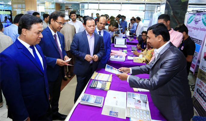 Ahemd Munirus Saleheen, Additional Secretary, Ministry of Expatriates' Welfare and Overseas Employment along with Dr Md. Sabur Khan, Chairman, Board of Trustees and Founder of Daffodil International University visit 'Career in Japan Expo' after inaugur