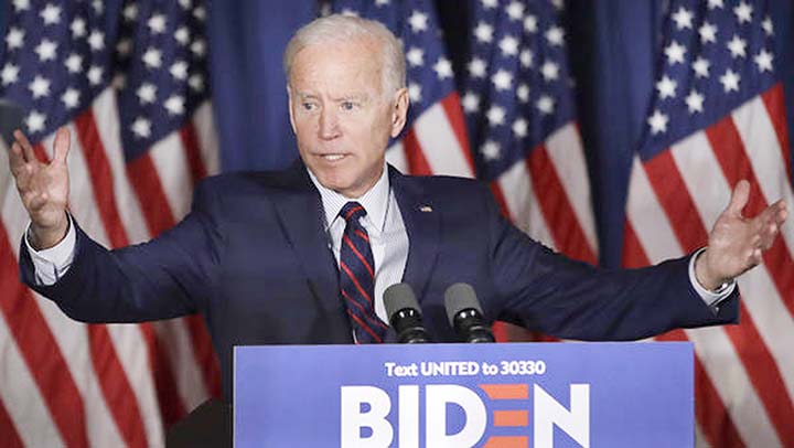 Democratic presidential candidate and former Vice President Joe Biden speaks at a campaign event on Wednesday in Rochester, N.H.