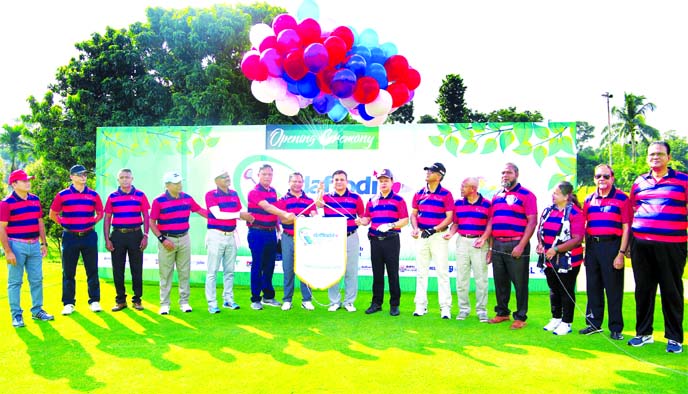 Chief of Air Staff Air Marshal Masihuzzaman Serniabat inaugurating the three-day long Daffodil Captain Cup Golf Tournament by releasing the balloons as the chief guest at Kurmitola Golf Club in the city on Friday. Dr. Md. Sabur Khan, Chairman, Daffodil F