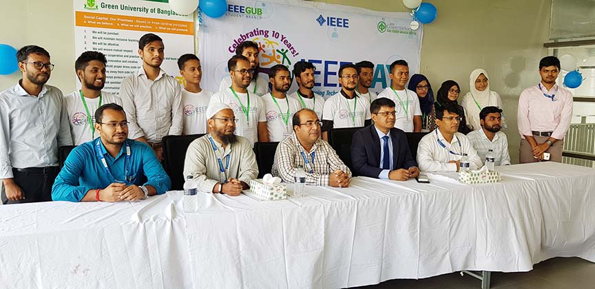Pro Vice-Chancellor of GUB Prof Dr Md. Abdur Razzaque is seen at the celebration of IEEE Day -2019 held at the Green University of Bangladesh on Thursday.