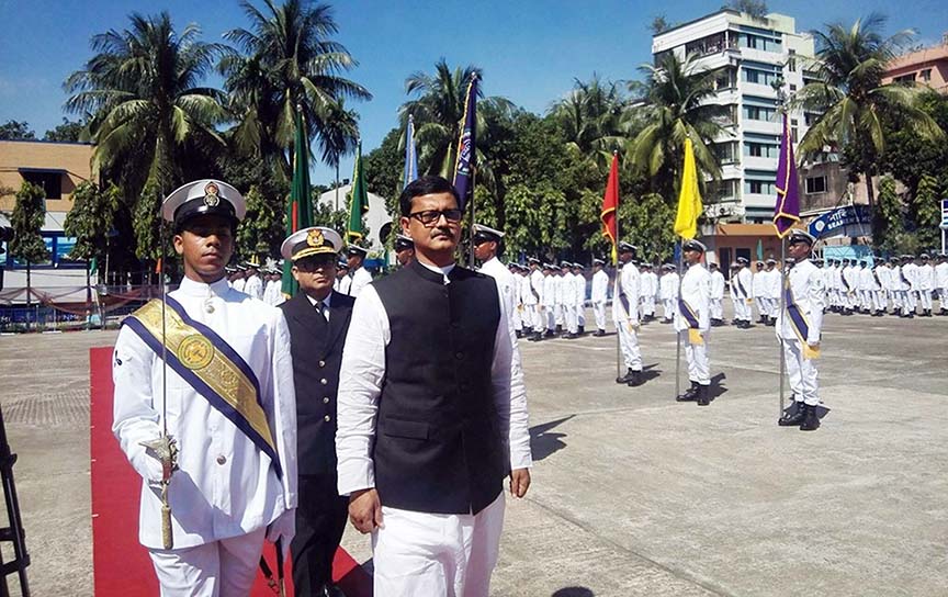 State Minister for Shipping Khalid Mahmud Chowdhury MP visiting as Chief guest at passing out parade of 20th Batch(Chattogram) and 9th Batch(Madaripur Br.) Cadet of National Maritime Institute on Tuesday.
