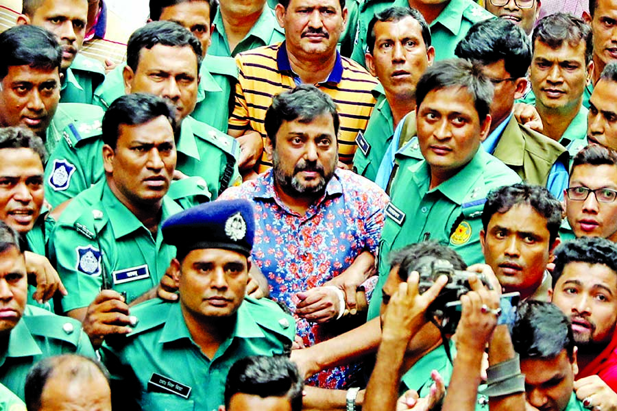 Expelled Dhaka South President of Jubo League Ismail Hossain Samrat placed on 10-day remand after producing before court on Tuesday.