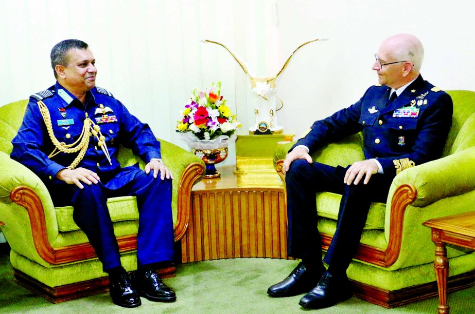 Chief of the Air staff of Italian Air Force Lieutenant General Alberto Rosso called on Chief of Air Staff of Bangladesh, Air Chief Marshal Masihuzzaman Serniabat at Air Headquarters in the city on Wednesday. ISPR photo