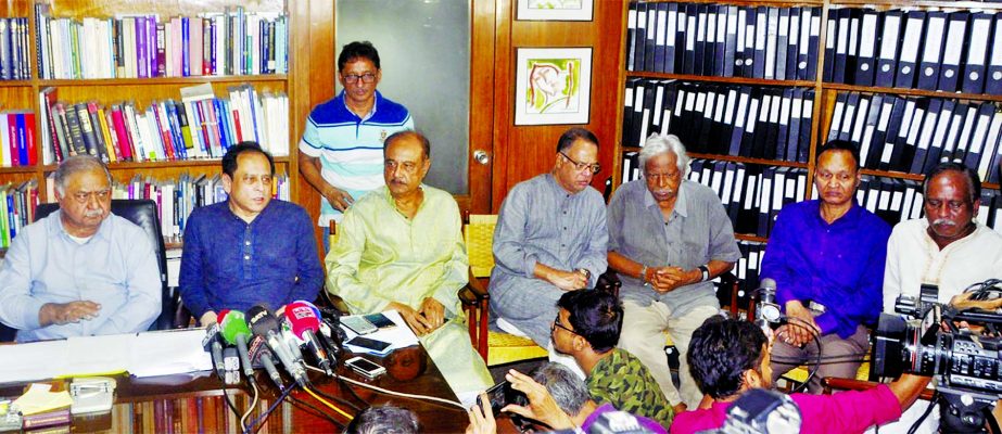 Gonoforum President Dr Kamal Hossain, among others, at a discussion on 'Latest Political Situation of the Country and Role' at a meeting of steering committee of Jatiya Oikyafront at his chamber in the city on Wednesday.