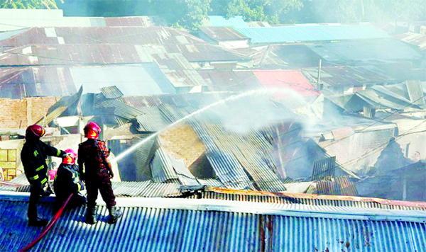 Over 130 shops were gutted in a devastating fire that broke out at Jalalabad Market adjacent to New Market under Kotwali Thana in Chattogram early Saturday.