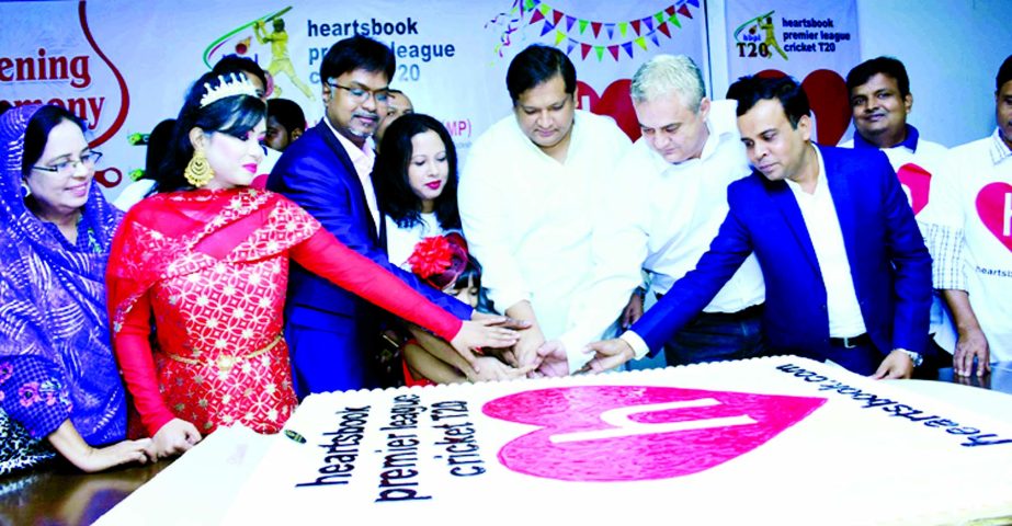 State Minister for Youth and Sports Zahid Ahsan Russell inaugurating the Hearts Book Premier League (HBL) T20 Cricket by cutting a cake as the chief guest at the National Press Club on Tuesday. Hearts Book is a one kind of social media method.
