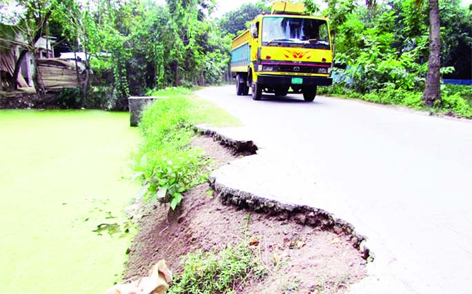 JHENAIDAH: The dilapidate roads from Katlabari to Shailkupa needs immediate repair. This snap was taken on Tuesday.