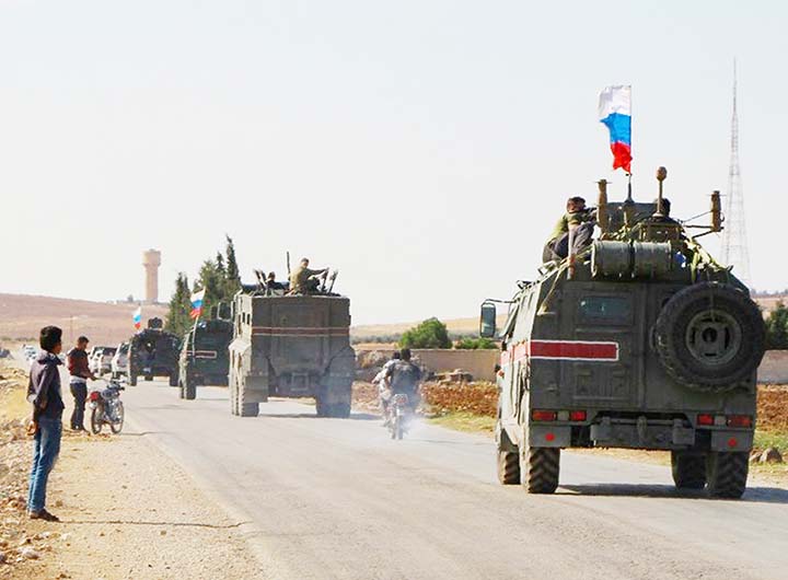 Russian forces have started patrols along the Syria-Turkey border, filling the vacuum left by a US troop withdrawal that effectively handed back a third of the country to the Moscow-backed regime of President Bashar al-Assad .
