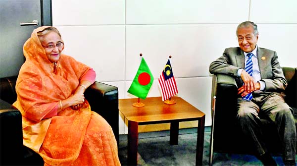 Prime Minister Sheikh Hasina held a bilateral meeting with Malaysian Premier Dr Mahathir Mohamad at the Baku Congress Center in Azerbaijan on Friday.