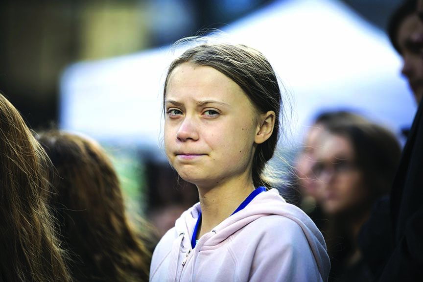 Swedish climate activist, Greta Thunberg, attends a climate rally, in Vancouver, British Columbia, on Friday.