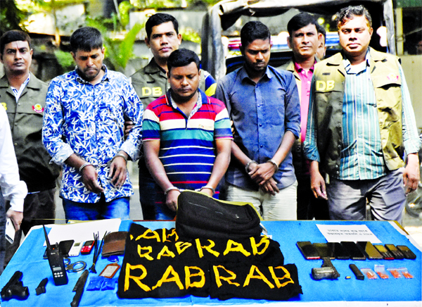 Three fake RAB men were arrested by DB police with toy-pistol and jackets of RAB from city's Talertek area under Khilkhet Police Station on Thursday.
