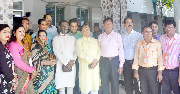 Hasina Mohiuddin, President, Chattogram City Mahila Awami League and Chowdhury Hasan Mahmud Hasni, Panel Mayor of CCC posed for a photo session after visiting CTV's Scholarship Examination at Enayet Bazar Mahila University College recently.