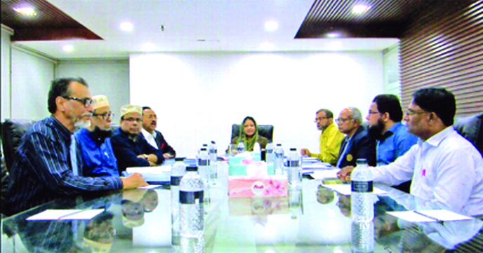 Shahida Anowar, Chairperson of the Board of Directors of Islami Commercial Insurance Company Limited, presiding over 130th meeting at its head office in the city recently. Niaz Ahmed, MG Faruk, Directors, AZM Shamsul Alam, Md Amirul Hasan, Independent D