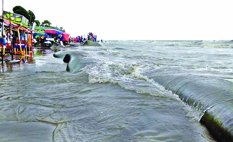 Rough sea conditions caused by Cyclone Bulbul over the Bay of Bengal on Saturday.
