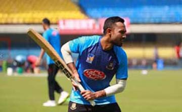 Mohammad Mithun of Bangladesh, during a training session at Holkar Stadium in Indore, India on Wednesday.